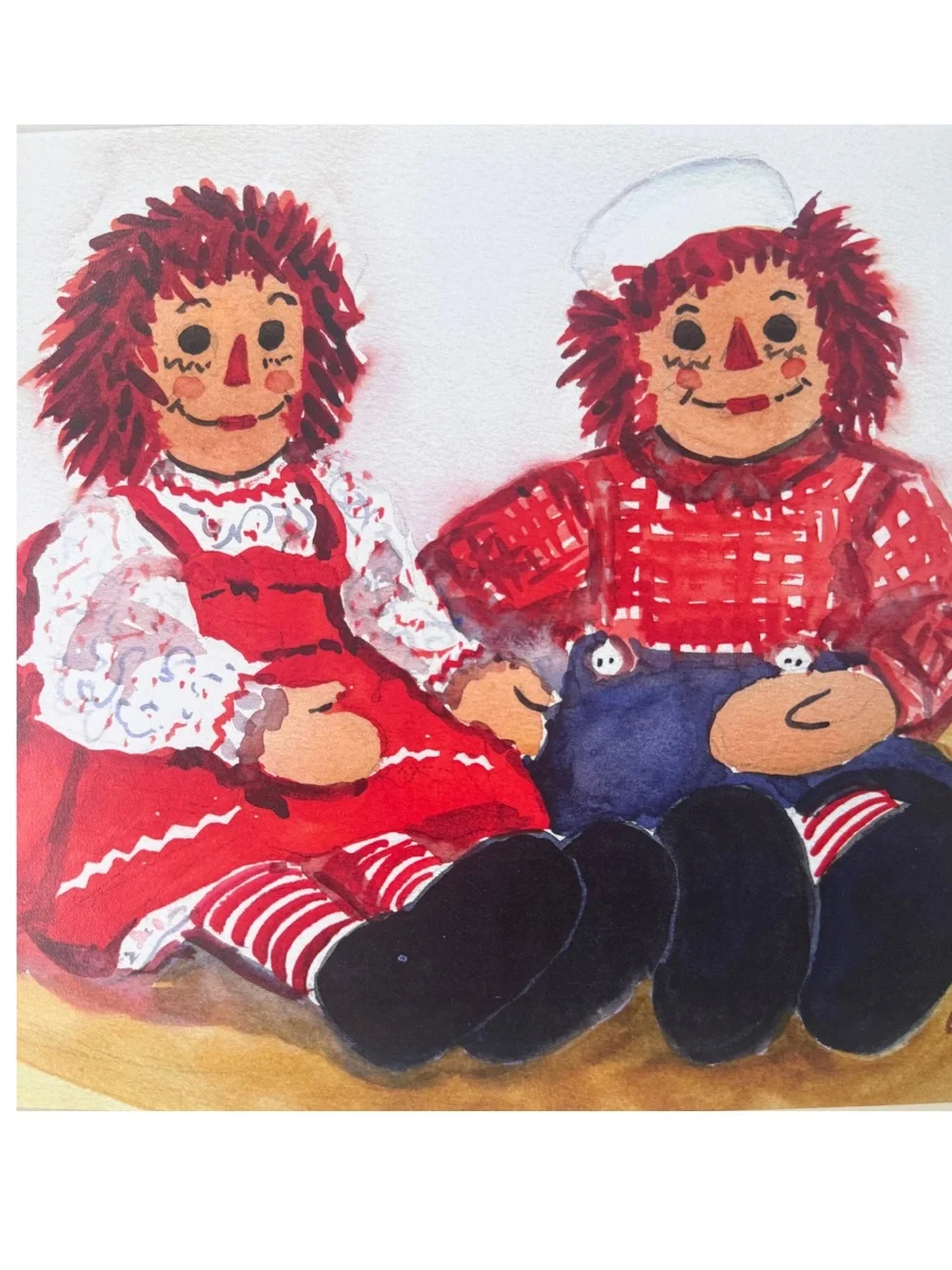 Eleanor Smith Signed Raggedy Ann and Andy Matted Art Print 12” x 10” - Picture 2 of 10